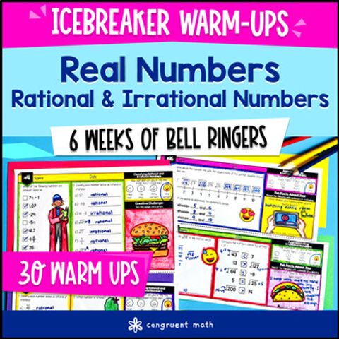 Thumbnail for Real Number System 8th Grade Math Warm Ups CCSS Bell Ringers Rational Irrational