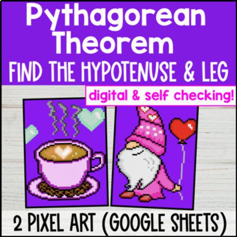 Thumbnail for Pythagorean Theorem Digital Pixel Art Triangle Hypotenuse & Leg Unknown Length