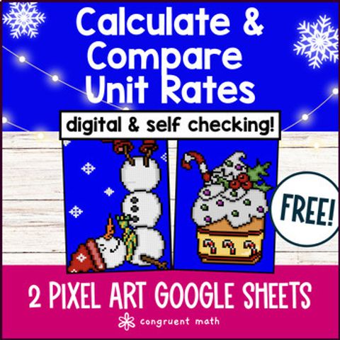 Thumbnail for [Free!] Unit Price Digital Pixel Art | Unit Rate & Ratios | Winter Freebie!