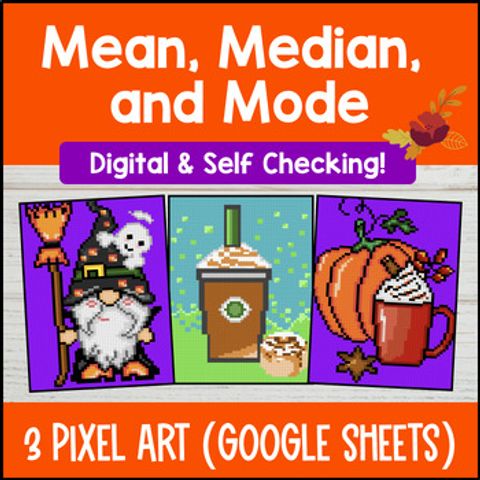 Thumbnail for [Fall] Mean Median Mode Measure of Central Tendency Digital Pixel Art Halloween