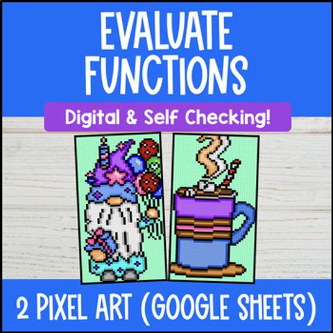 Thumbnail for Evaluate Functions from Equations and Graphs Digital Pixel Art Input Output