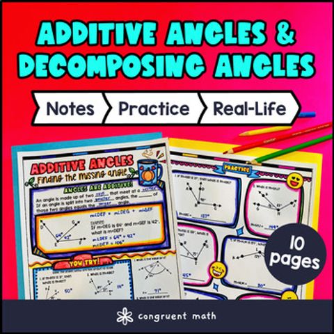Thumbnail for Additive Angles & Decompose Angles Guided Notes w Doodles 4th Grade 4.MD.C.7