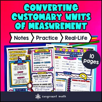 Customary Units of Measurement Conversions Guided Notes w/ Doodles 4th 5th Grade