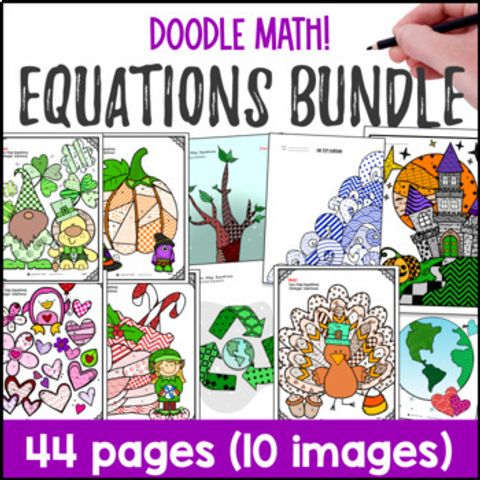 Thumbnail for Equations Doodle Math BUNDLE | Twist on Color by Number