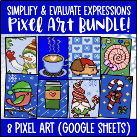 Thumbnail for Winter Math Simplifying and Evaluating Numerical Algebraic Expressions Pixel Art