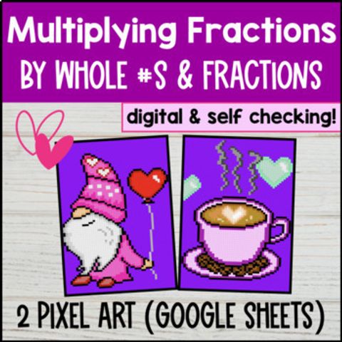 Thumbnail for Multiplying Fractions by Whole Numbers and Fractions Digital Pixel Art CCSS TEKS