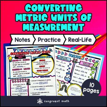 Metric Units of Measurement Conversions Guided Notes w/ Doodles | 4th 5th Grade