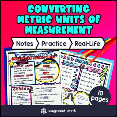 Thumbnail for Metric Units of Measurement Conversions Guided Notes w/ Doodles | 4th 5th Grade