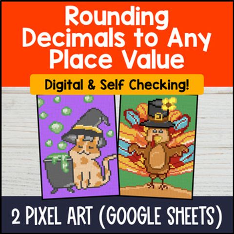 Thumbnail for [Fall] Rounding Decimals to Any Place Value Digital Pixel Art 5th Grade CCSS