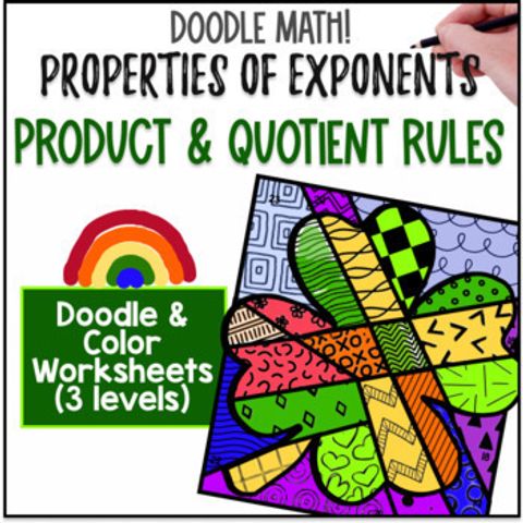 Thumbnail for Product & Quotient Exponent Rules Properties Doodle & Color by Number Worksheets