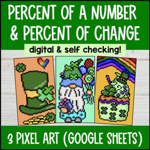 Thumbnail for Percent of a Number Percent of Change Increase Decrease Spring Digital Pixel Art