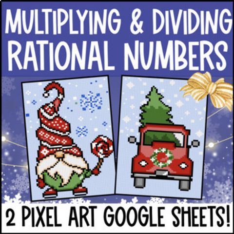 Thumbnail for [Winter] Multiplying and Dividing Rational Numbers Digital Pixel Art Activity