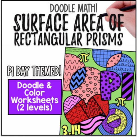 Thumbnail for Surface Area of Rectangular Prisms Doodle & Color by Number Printable Worksheets