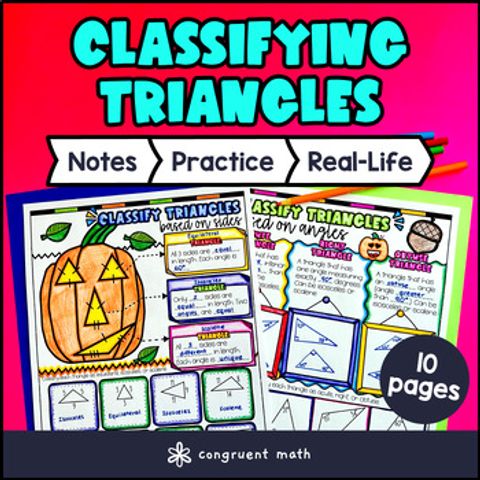 Thumbnail for Classifying Triangles Sides & Angles Guided Notes w Doodles | 4th 5th Geometry