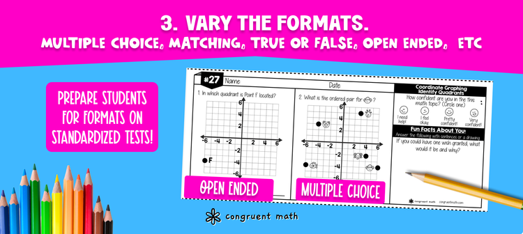 Mix Up Math Questions with Varying Formats