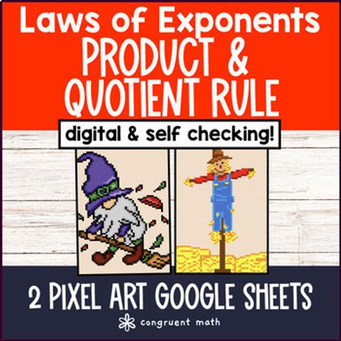 Thumbnail for Product Rule & Quotient Rule Digital Pixel Art | Properties & Laws of Exponents