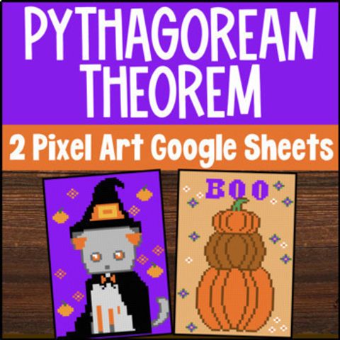 Thumbnail for Pythagorean Theorem Digital Pixel Art | Right Triangle Hypotenuse 8th Grade