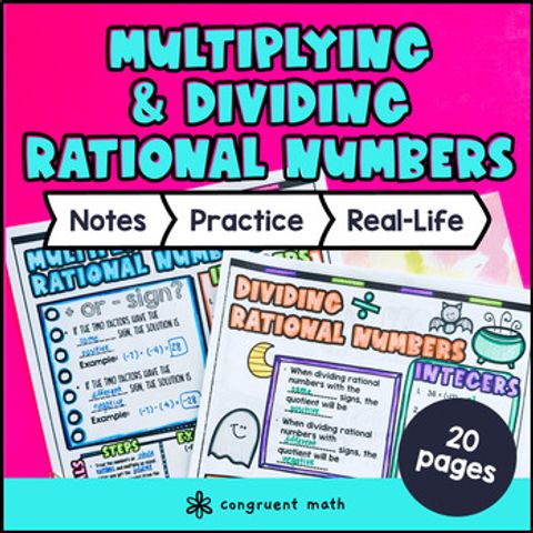 Thumbnail for Multiplying and Dividing Rational Numbers Fractions Decimals Guided Notes BUNDLE