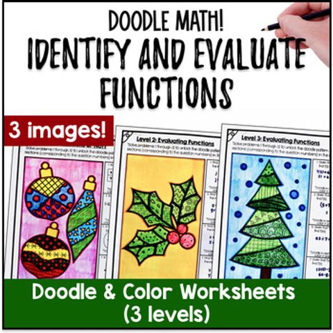 Thumbnail for Identify & Evaluate Functions Doodle Math, Twist on Color by Number | Winter