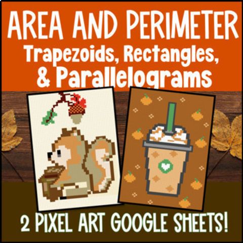 Thumbnail for Area & Perimeter of Composite Figures Digital Pixel Art Trapezoids Parallelogram