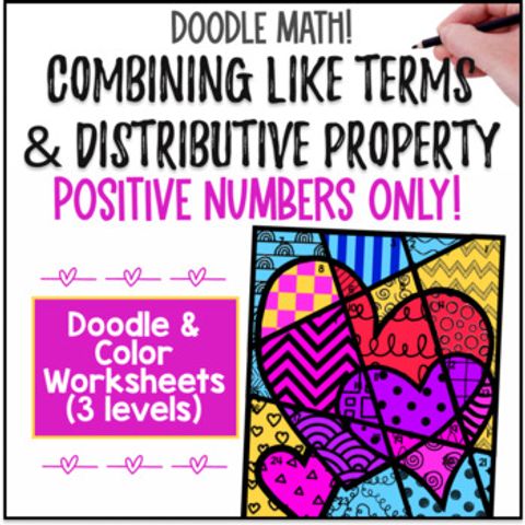 Thumbnail for Simplifying Expressions Combining Like Terms Doodle & Color by Number Worksheets