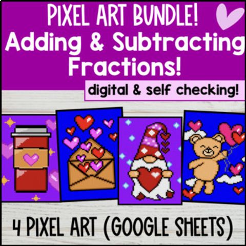 Thumbnail for Adding and Subtracting Fractions w/ Like & Unlike Denominator Digital Pixel Art