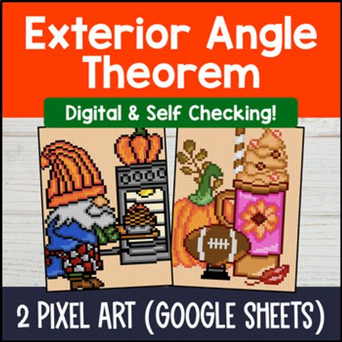 Thumbnail for [Fall] Exterior Angle Theorem Triangle Digital Pixel Art Halloween Math 8.G.A.5