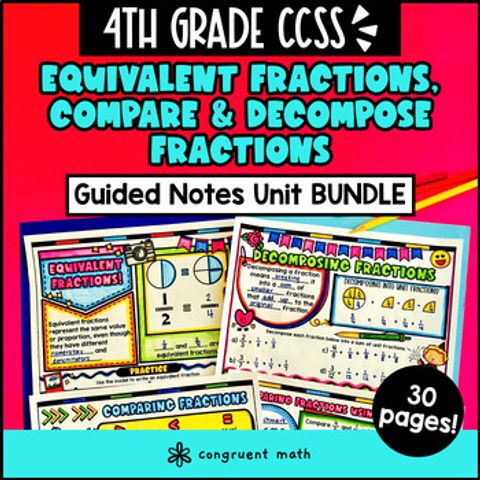 Thumbnail for Equivalent Fractions Comparing and Decomposing Fractions Guided Notes 4th Grade