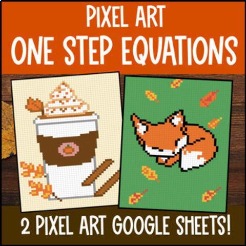 Thumbnail for Solving One Step Equations Digital Pixel Art Positive Only | Integers Decimals