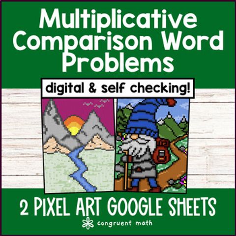 Thumbnail for Multiplicative Comparison Word Problems Digital Pixel Art 4th Grade 4.OA.A.2