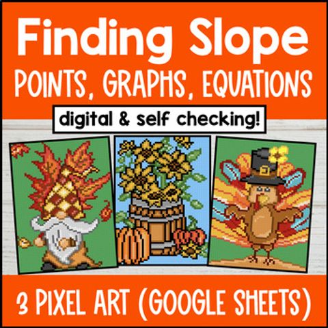 Thumbnail for [Fall] Slope Rate of Change Digital Pixel Art Halloween Slope Intercept Form