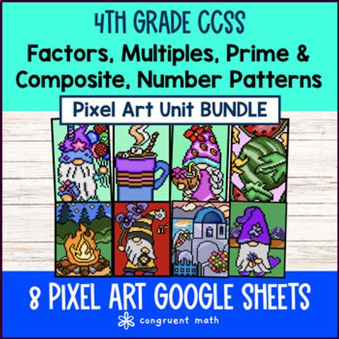 Thumbnail for Number Patterns Prime and Composite, Factors, Multiples, Pixel Art 4th Grade