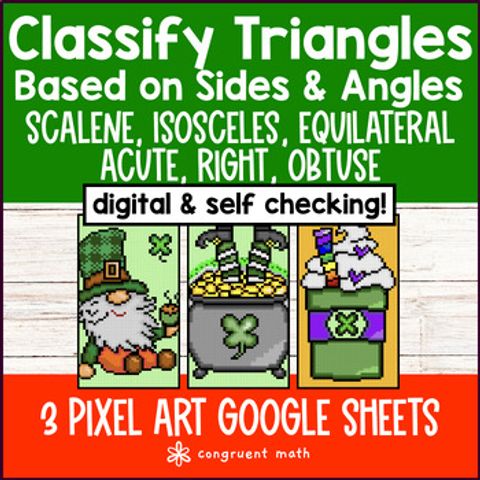 Thumbnail for Classifying Triangles Scalene Isosceles Equilateral Pixel Art Google Sheets