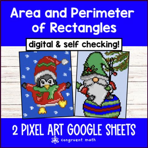 Thumbnail for [Christmas] Area of Rectangles Perimeter Rectangles Digital Pixel Art 4th Grade