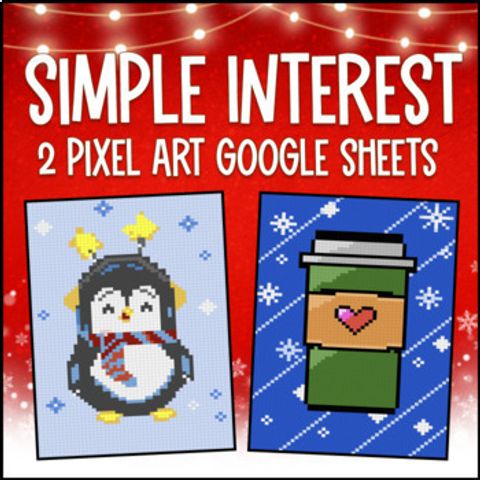 Thumbnail for [Winter Math] Simple Interest Digital Pixel Art Principal Rate Time
