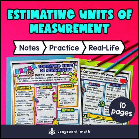 Thumbnail for Units of Measurements Estimate Relative Size Guided Notes with Doodles 4th Grade