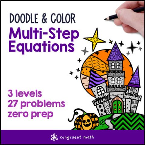 Thumbnail for Multi Step Equations Doodle Math, Twist on Color by Number Worksheets Fall