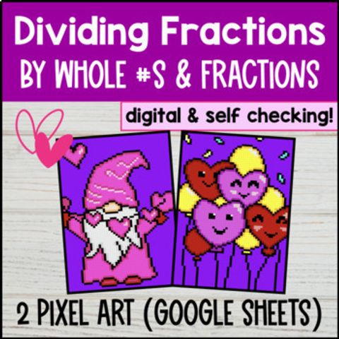 Thumbnail for Dividing Fractions Digital by Whole Numbers & Fractions Digital Pixel Art CCSS