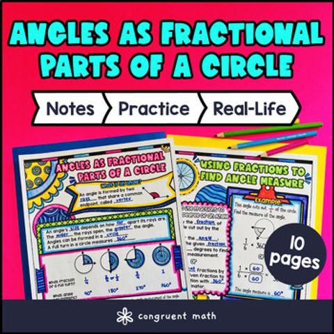 Thumbnail for Angle Measurement Fractional Parts of a Circle Degrees Guided Notes w Doodles