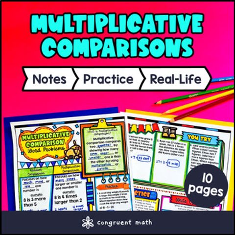 Thumbnail for Multiplication Comparison Word Problems Guided Notes Doodles 4th Grade 4.OA.A.2