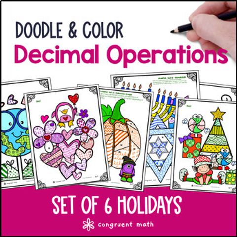Thumbnail for Decimal Operations Holiday Pack | Doodle & Color by Number St. Patrick's Day