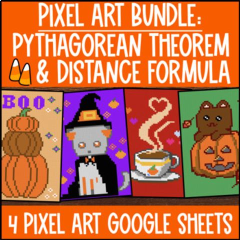 Thumbnail for Pythagorean Theorem Digital Pixel Art | Distance Formula | Hypotenuse Legs CCSS