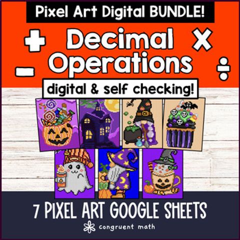 Thumbnail for [Fall] Decimal Operations Digital Pixel Art | Add Subtract Multiply Divide