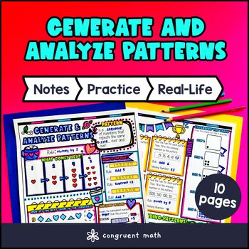Generate and Analyze Patterns & Rule Guided Notes w/ Doodles 4th Grade 4.OA.C.5