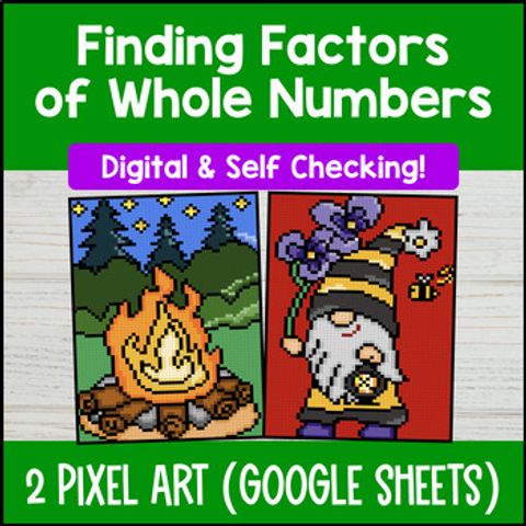 Thumbnail for Factor Pairs of Whole Numbers Digital Pixel Art 4th Grade CCSS 4.OA.B.4