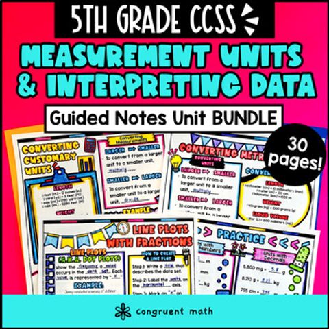 Thumbnail for Converting Units of Measurement & Data Guided Notes with Doodles | 5th Grade