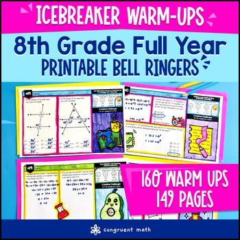 8th Grade Math Warm Ups Full-Year Bell Ringers Back to School BUNDLE CCSS TEKS