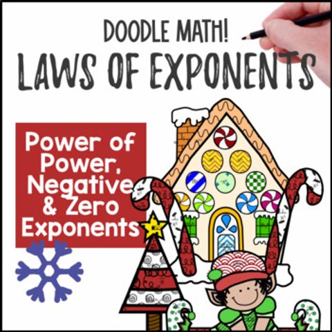 Thumbnail for Power, Zero & Negative Exponent Rules Doodle Math & Color by Number Winter Math