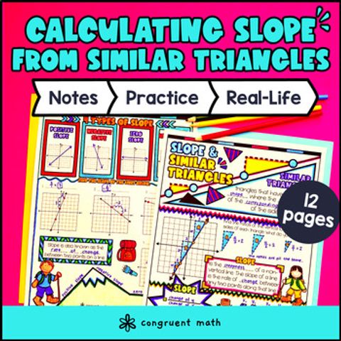 Thumbnail for Slope from Similar Triangles Guided Notes w/ Doodles | Slope Intercept Form