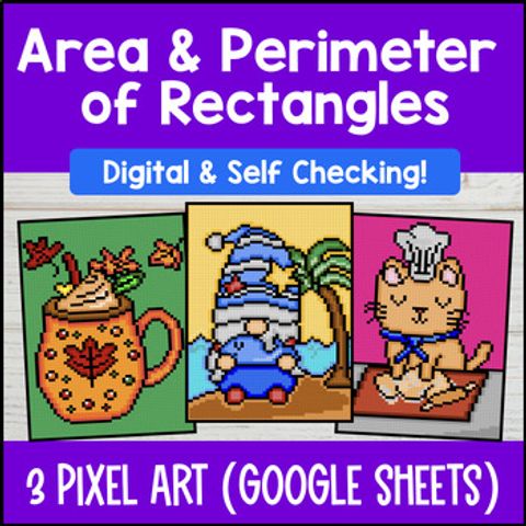 Thumbnail for Area and Perimeter of Rectangles Digital Pixel Art 4th Grade Real World Problem